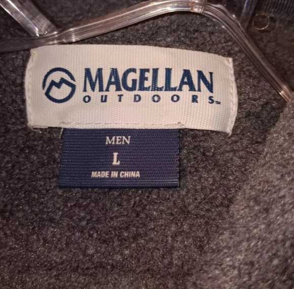 MAGELLAN MENS LONG SLEEVE FULL ZIP FLEECE JACKET SHIRT LARGE GRAY POLY FAUX NECK - Picture 4 of 4